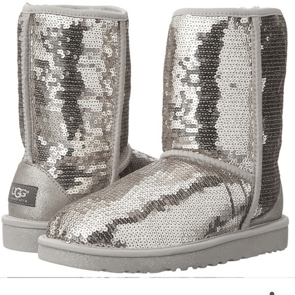 UGG Shoes - UGG Short Silver Sequin Boots